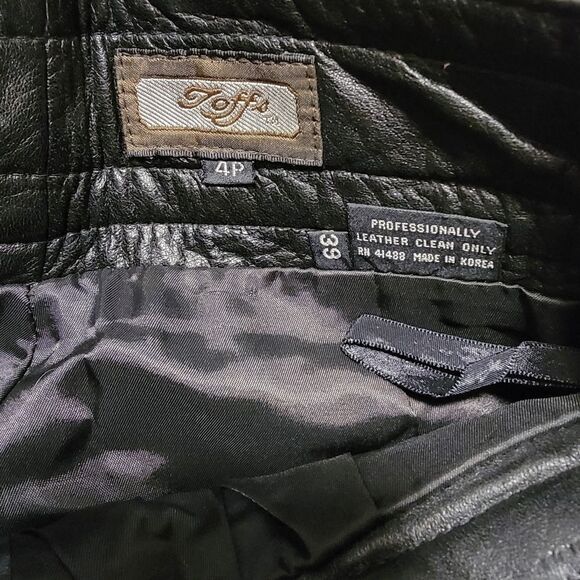 Vtg 80's Toffs Pleated Leather Pants High Waisted size 4P - Picture 3 of 7